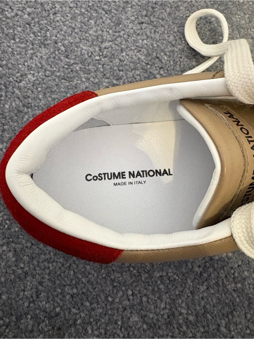 CNC Costume National Tan Leather Low-Top Sneakers with Red Heel Tab Size 41 - Picture 7 of 8